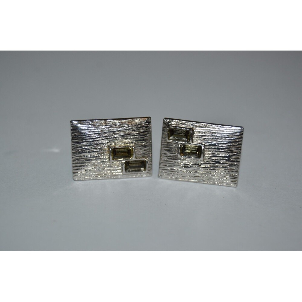 Vintage SWANK Mid Century Modern Silver Tone Textured Men's Cuff Links Rare